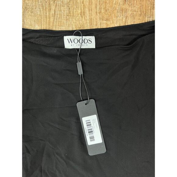 NWT Woods By Jordyn Luna Dress Sleek Black Mesh Midi Dress - Picture 5 of 7